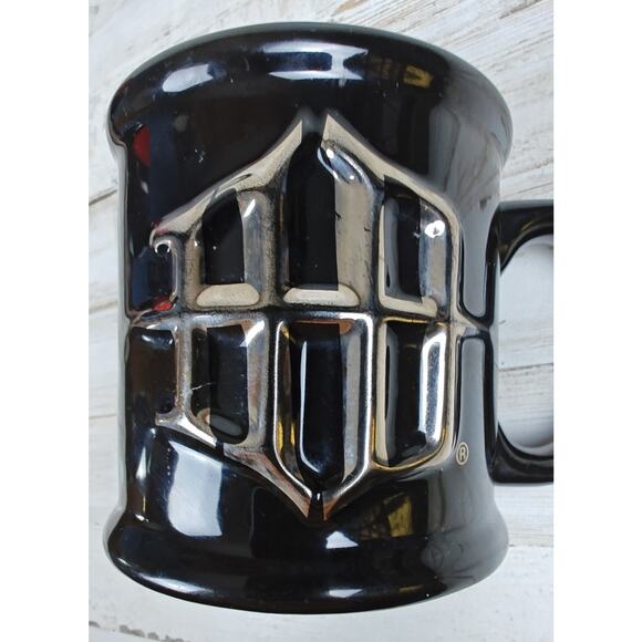 3D Intial Logo Harley-Davidson Coffee Tea Cup Mug Black Orange Ceramic - Picture 1 of 8